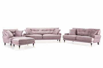 Andrew Sofagruppe 3-seter + 2-seter Sofa + Lenestol + Fotskammel i Fløyel