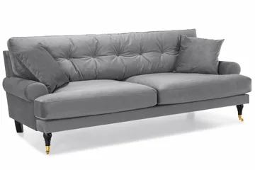 Andrew Sofagruppe 3-seter Sofa + Lenestol + Fotskammel i Fløyel - Lys grå - Møbler - Sofaer - Sofagrupper - Howard sofagruppe
