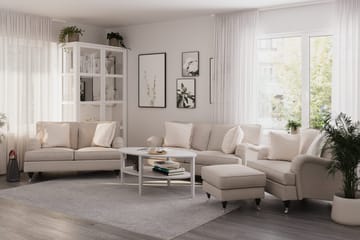 Howard Classic Sofagruppe 2-seters + Liten 2-seters Sofa + Lenestol + Fotskammel i Stoff - Beige - Møbler - Sofaer - Sofagrupper - Howard sofagruppe
