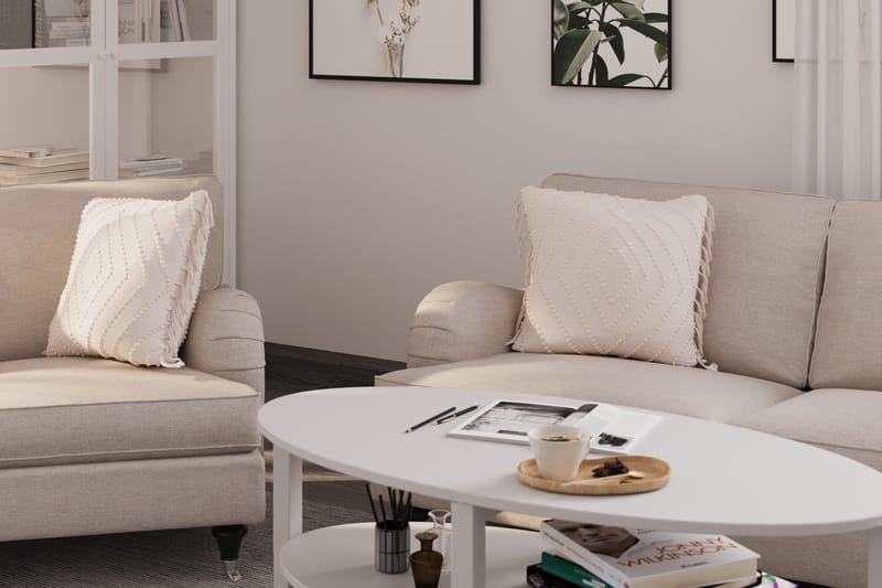 Howard Classic Sofagruppe 2-seters + Liten 2-seters Sofa + Lenestol + Fotskammel i Stoff - Beige - Møbler - Sofaer - Sofagrupper - Howard sofagruppe