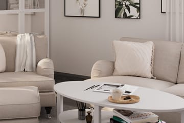 Howard Classic Sofagruppe 2-seters Sofa + Lenestol + Fotskammel i Stoff - Beige - Møbler - Sofaer - Sofagrupper - Howard sofagruppe