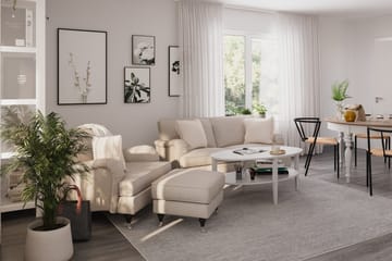 Howard Classic Sofagruppe 2-seters Sofa + Lenestol + Fotskammel i Stoff - Beige - Møbler - Sofaer - Sofagrupper - Howard sofagruppe