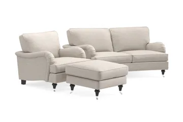 Howard Classic Sofagruppe 2-seters Svingt Sofa + Lenestol + Fotskammel i Stoff - Beige - Møbler - Sofaer - Sofagrupper - Howard sofagruppe