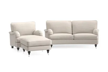 Howard Classic Sofagruppe 2-seters Svingt Sofa + Lenestol + Fotskammel i Stoff - Beige - Møbler - Sofaer - Sofagrupper - Howard sofagruppe