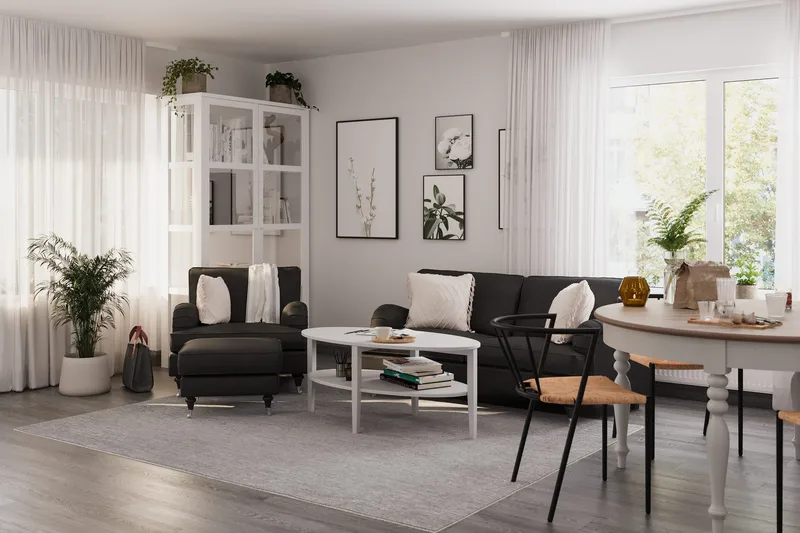 Howard Classic Sofagruppe 2-seters Svingt Sofa + Lenestol + Fotskammel i Stoff - Mørk grå - Møbler - Sofaer - Sofagrupper - Howard sofagruppe