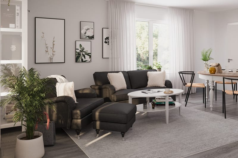Howard Classic Sofagruppe 2-seters Svingt Sofa + Lenestol + Fotskammel i Stoff - Mørk grå - Møbler - Sofaer - Sofagrupper - Howard sofagruppe