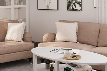 Howard Classic Sofagruppe 3-seters + 2-seters Sofa + Lenestol + Fotskammel i Stoff - Mørk beige - Møbler - Sofaer - Sofagrupper - Howard sofagruppe