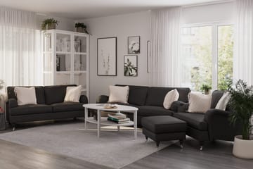 Howard Classic Sofagruppe 3-seters + 2-seters Sofa + Lenestol + Fotskammel i Stoff - Mørk grå - Møbler - Sofaer - Sofagrupper - Howard sofagruppe