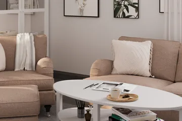 Howard Classic Sofagruppe 3-seters Sofa + Lenestol i Stoff - Mørk beige - Møbler - Sofaer - Sofagrupper - Howard sofagruppe