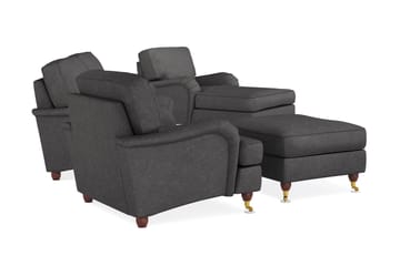 Howard Lyx Sofagruppe 3-seters Sofa + Divanstol + Lenestol + Fotskammel i Stoff - Mørk grå - Møbler - Sofaer - Sofagrupper - Howard sofagruppe