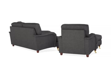 Howard Lyx Sofagruppe 3-seters Sofa + Divanstol + Lenestol + Fotskammel i Stoff - Mørk grå - Møbler - Sofaer - Sofagrupper - Howard sofagruppe