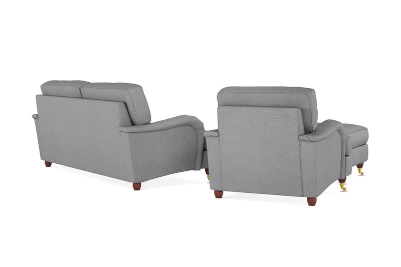 Howard Lyx Sofagruppe 3-seters Sofa + Lenestol + Fotskammel i Stoff - Lys grå - Møbler - Sofaer - Sofagrupper - Howard sofagruppe
