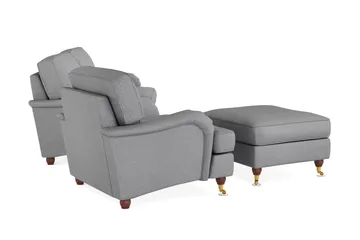 Howard Lyx Sofagruppe 3-seters Sofa + Lenestol + Fotskammel i Stoff - Lys grå - Møbler - Sofaer - Sofagrupper - Howard sofagruppe