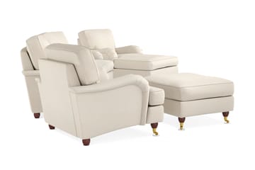 Howard Lyx Sofagruppe 3-seters Svingt Sofa + Divanstol + Lenestol + Fotskammel i Stoff - Beige - Møbler - Sofaer - Sofagrupper - Howard sofagruppe