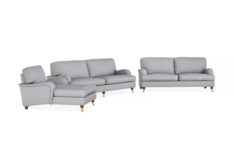 Howard Lyx Sofagruppe 4-seters + 3-seters Sofa + Divanstol i Stoff - Lys grå - Møbler - Sofaer - Sofagrupper - Howard sofagruppe