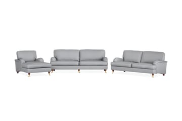 Howard Lyx Sofagruppe 4-seters + 3-seters Sofa + Divanstol i Stoff - Lys grå - Møbler - Sofaer - Sofagrupper - Howard sofagruppe