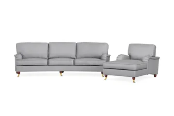 Howard Lyx Sofagruppe 4-seters Svingt Sofa + Divanstol i Stoff - Lys grå - Møbler - Sofaer - Sofagrupper - Howard sofagruppe