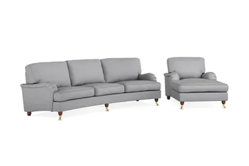 Howard Lyx Sofagruppe 4-seters Svingt Sofa + Divanstol i Stoff - Lys grå - Møbler - Sofaer - Sofagrupper - Howard sofagruppe