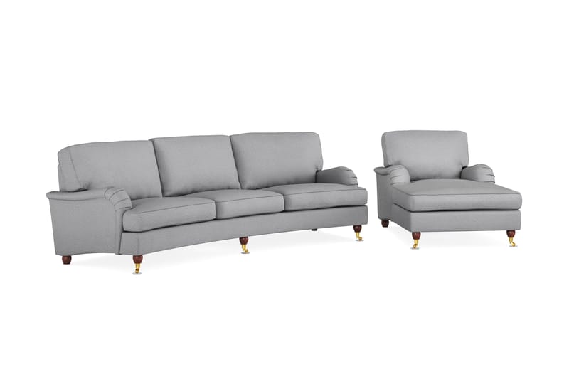 Howard Lyx Sofagruppe 4-seters Svingt Sofa + Divanstol i Stoff - Lys grå - Møbler - Sofaer - Sofagrupper - Howard sofagruppe