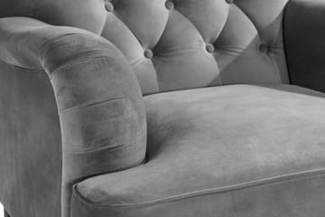 Howard Riviera Sofagruppe 3-seters + 2-seters Sofa + Lenestol + Fotskammel i Fløyel - Lys grå - Møbler - Sofaer - Sofagrupper - Howard sofagruppe