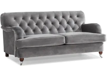 Howard Riviera Sofagruppe 3-seters + 2-seters Sofa + Lenestol + Fotskammel i Fløyel - Lys grå - Møbler - Sofaer - Sofagrupper - Howard sofagruppe