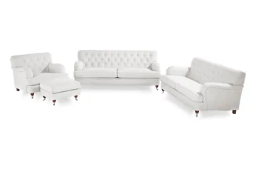 Howard Riviera Sofagruppe 3-seters + 2-seters Sofa + Lenestol + Fotskammel i Stoff - Lys grå - Møbler - Sofaer - Sofagrupper - Howard sofagruppe