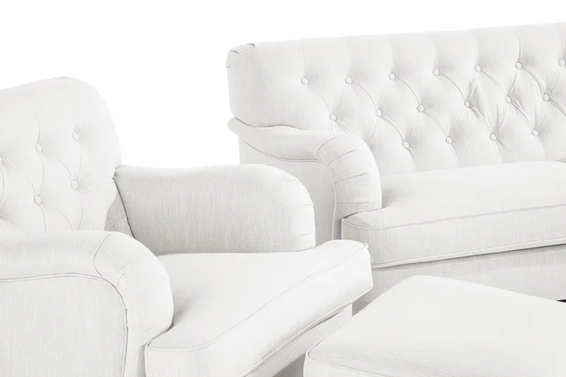 Howard Riviera Sofagruppe 3-seters + 2-seters Sofa + Lenestol + Fotskammel i Stoff - Lys grå - Møbler - Sofaer - Sofagrupper - Howard sofagruppe