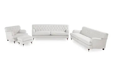 Howard Riviera Sofagruppe Svingt 3-seters + 2-seters Sofa + Lenestol + Fotskammel i Stoff - Lys grå - Møbler - Sofaer - Sofagrupper - Howard sofagruppe