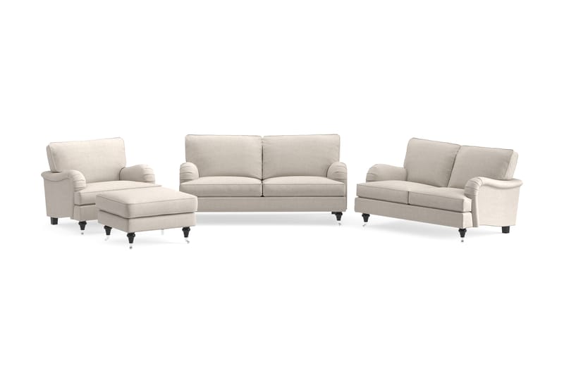 Sofagruppe Oxford Classic 3+2-seter+Lenestol+Fotskammel - Beige - Howard sofagruppe - Sofagrupper