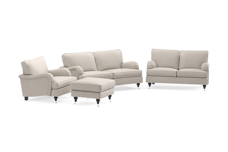 Sofagruppe Oxford Classic 3+2-seter+Lenestol+Fotskammel - Beige - Howard sofagruppe - Sofagrupper