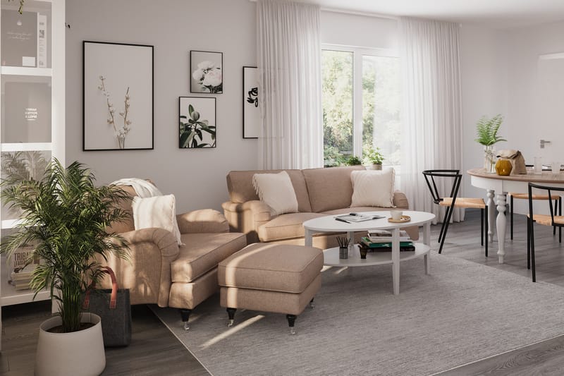 Sofagruppe Oxford Classic 3-seter+Lenestol - Mørk beige - Howard sofagruppe - Sofagrupper