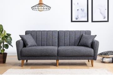 Lepinas 3-seter Sofagruppe med Sovefunksjon i Stoff med Fotpall - Antrasitt - Møbler - Sofaer - Sofagrupper