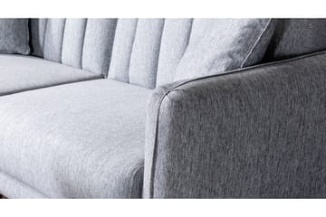 Lepinas 3-seter Sofagruppe med Sovefunksjon i Stoff med Fotpall - Grå - Møbler - Sofaer - Sofagrupper