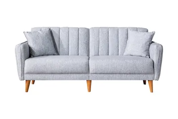 Lepinas 3-seter Sofagruppe med Sovefunksjon i Stoff med Fotpall - Grå - Møbler - Sofaer - Sofagrupper