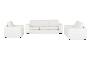 Link Sofagruppe 3-seters + 2-seters Sofa + Lenestol i Kunstlær - Hvit - Møbler - Sofaer - Sofagrupper