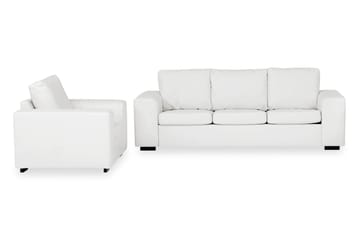Link Sofagruppe 3-seters Sofa + Lenestol i Kunstlær - Hvit - Møbler - Sofaer - Sofagrupper
