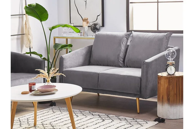 Maurana Sofagruppe 2-seters + 3-seters - Fløyel/Grå - Møbler - Sofaer - Sofagrupper