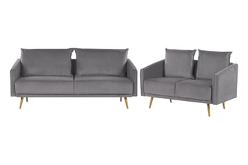 Maurana Sofagruppe 2-seters + 3-seters - Fløyel/Grå - Møbler - Sofaer - Sofagrupper