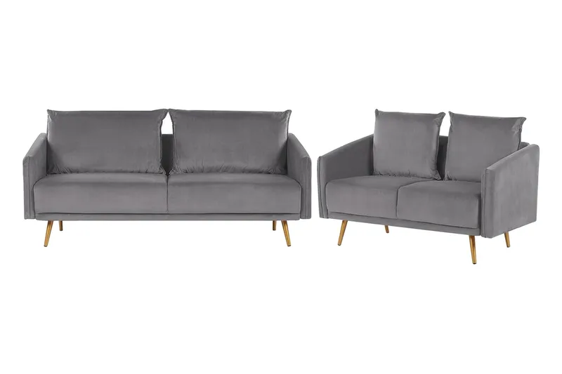 Maurana Sofagruppe 2-seters + 3-seters - Fløyel/Grå - Møbler - Sofaer - Sofagrupper