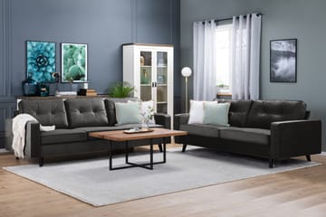 Monroe Sofagruppe 4-seters + 3-seters Fløyelssofa - Mørk grå - Møbler - Sofaer - Sofagrupper - Howard sofagruppe