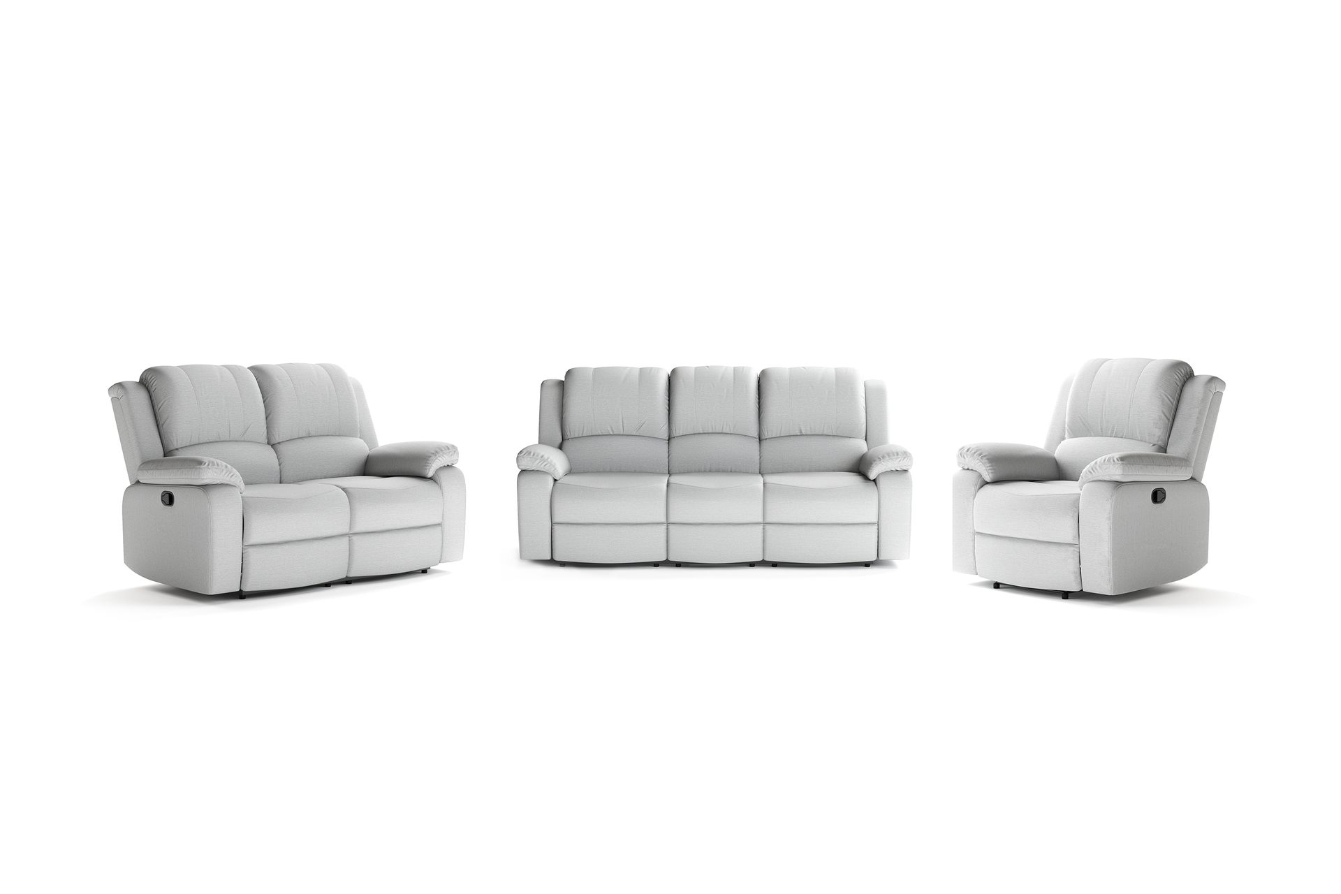 Navarro Sofagruppe Recliner 3+2+1 - Fällbar sofa lenestol - Kinosofa i Stoff - Grå - Møbler - Sofaer - Sofagrupper - Sofagruppe 3 2 1