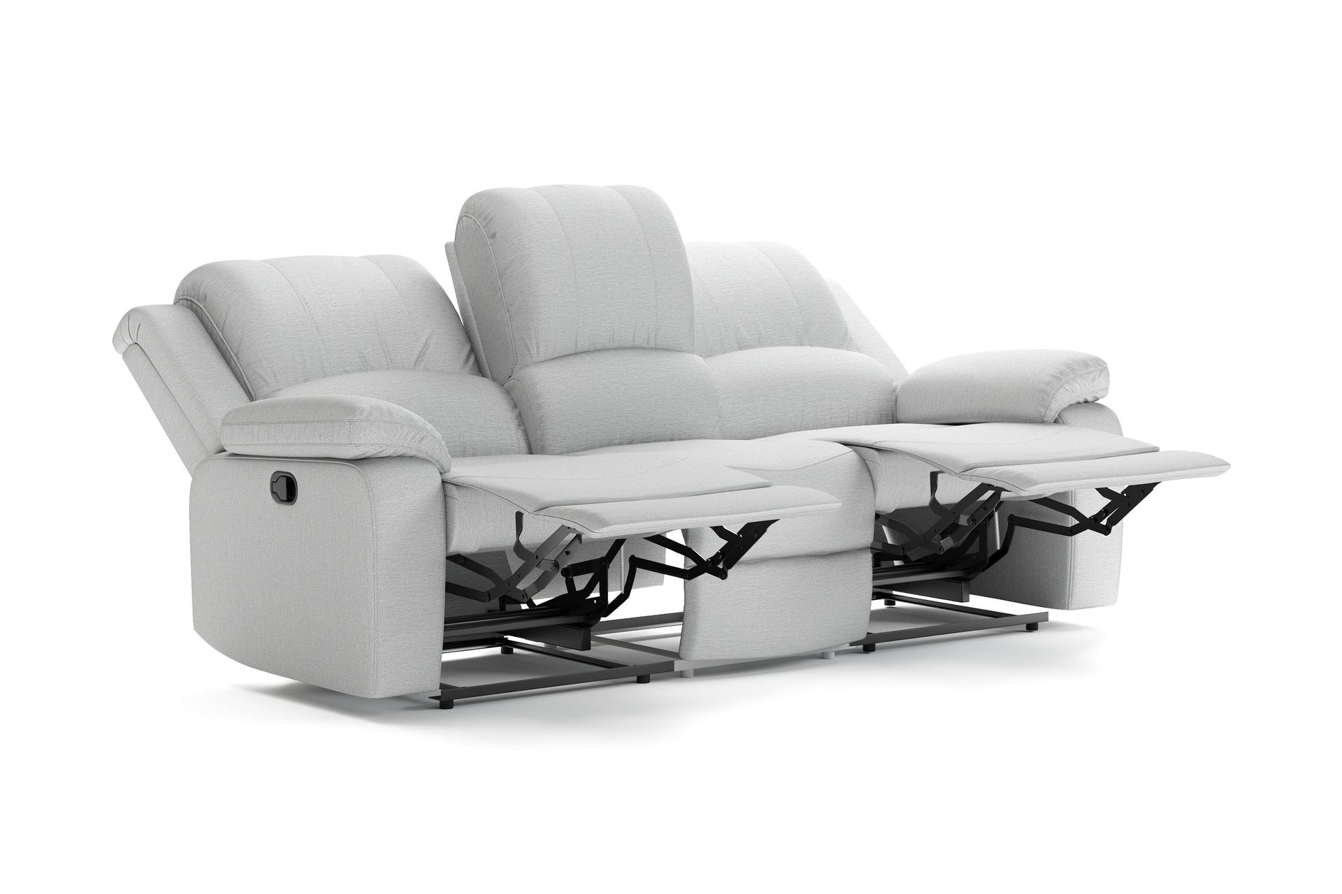 Navarro Sofagruppe Recliner 3+2+1 - Fällbar sofa lenestol - Kinosofa i Stoff - Grå - Møbler - Sofaer - Sofagrupper - Sofagruppe 3 2 1