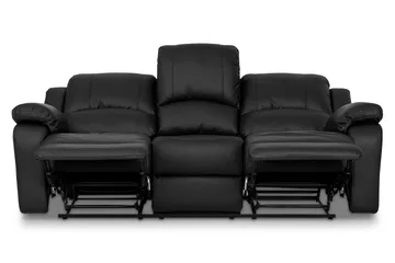 Norbo Recliner Sofagruppe 3+2 - Fällbar sofa lenestol - Kinosofa i kunstskinn - Svart - Møbler - Sofaer - Sofagrupper