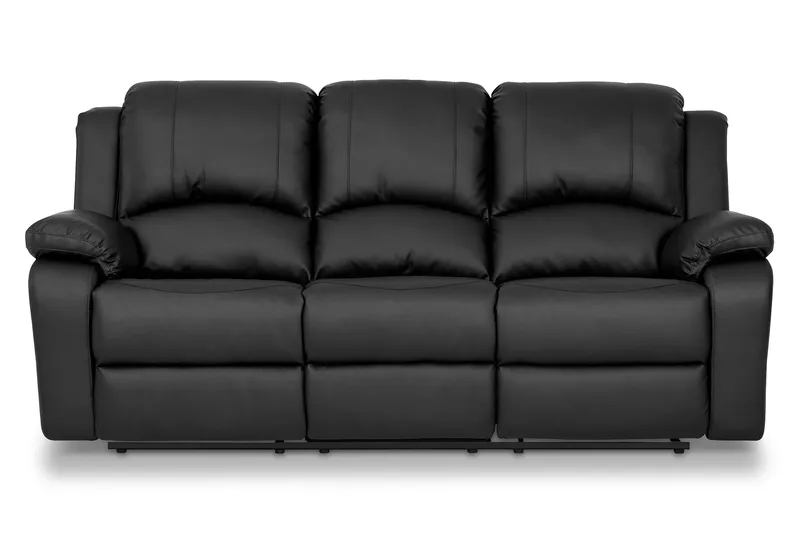 Norbo Sofagruppe Recliner 3+2+1 - Fällbar sofa lenestol - Kinosofa i kunstskinn - Svart - Møbler - Sofaer - Sofagrupper - Sofagruppe 3 2 1