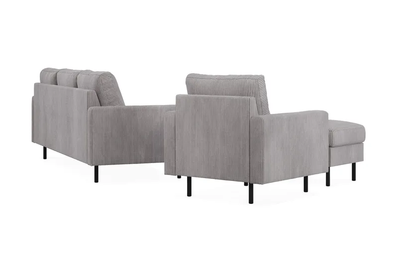 Peppe Sofagruppe 3-seter Sofa + Lenestol + Fotskammel i Manchester - Grå - Møbler - Sofaer - Sofagrupper