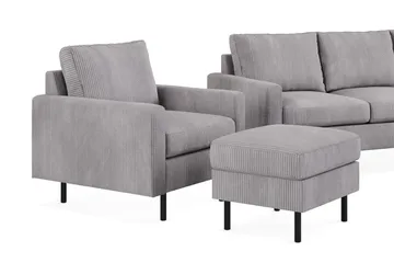Peppe Sofagruppe 3-seter Sofa + Lenestol + Fotskammel i Manchester - Grå - Møbler - Sofaer - Sofagrupper