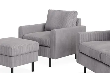 Peppe Sofagruppe 3-seter Sofa + Lenestol + Fotskammel i Manchester - Grå - Møbler - Sofaer - Sofagrupper