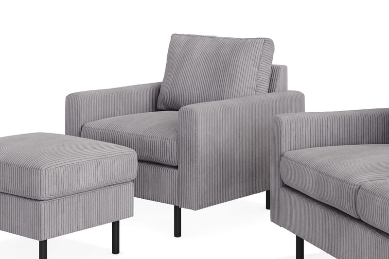Peppe Sofagruppe 3-seter Sofa + Lenestol + Fotskammel i Manchester - Grå - Møbler - Sofaer - Sofagrupper