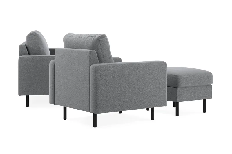 Peppe Sofagruppe 3-seter Sofa + Lenestol + Fotskammel i Stoff - Lys grå - Møbler - Sofaer - Sofagrupper