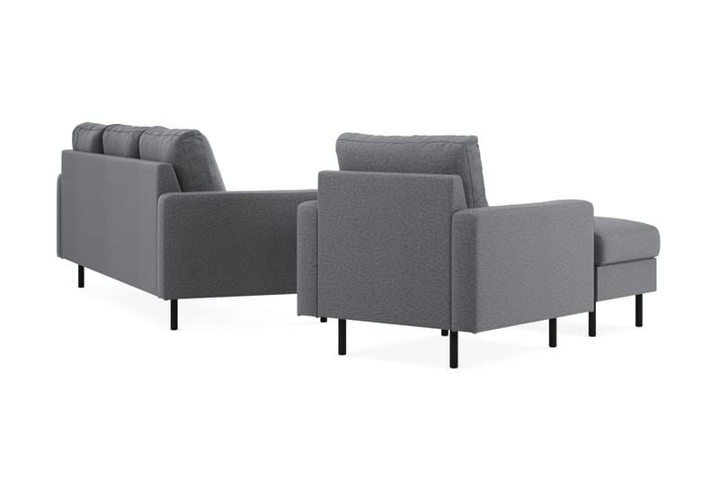 Peppe Sofagruppe 3-seter Sofa + Lenestol + Fotskammel i Stoff - Lys grå - Møbler - Sofaer - Sofagrupper